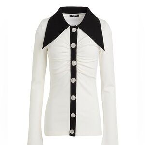 Balmain Jersey shirt-effect polo Cream-white /black button up
